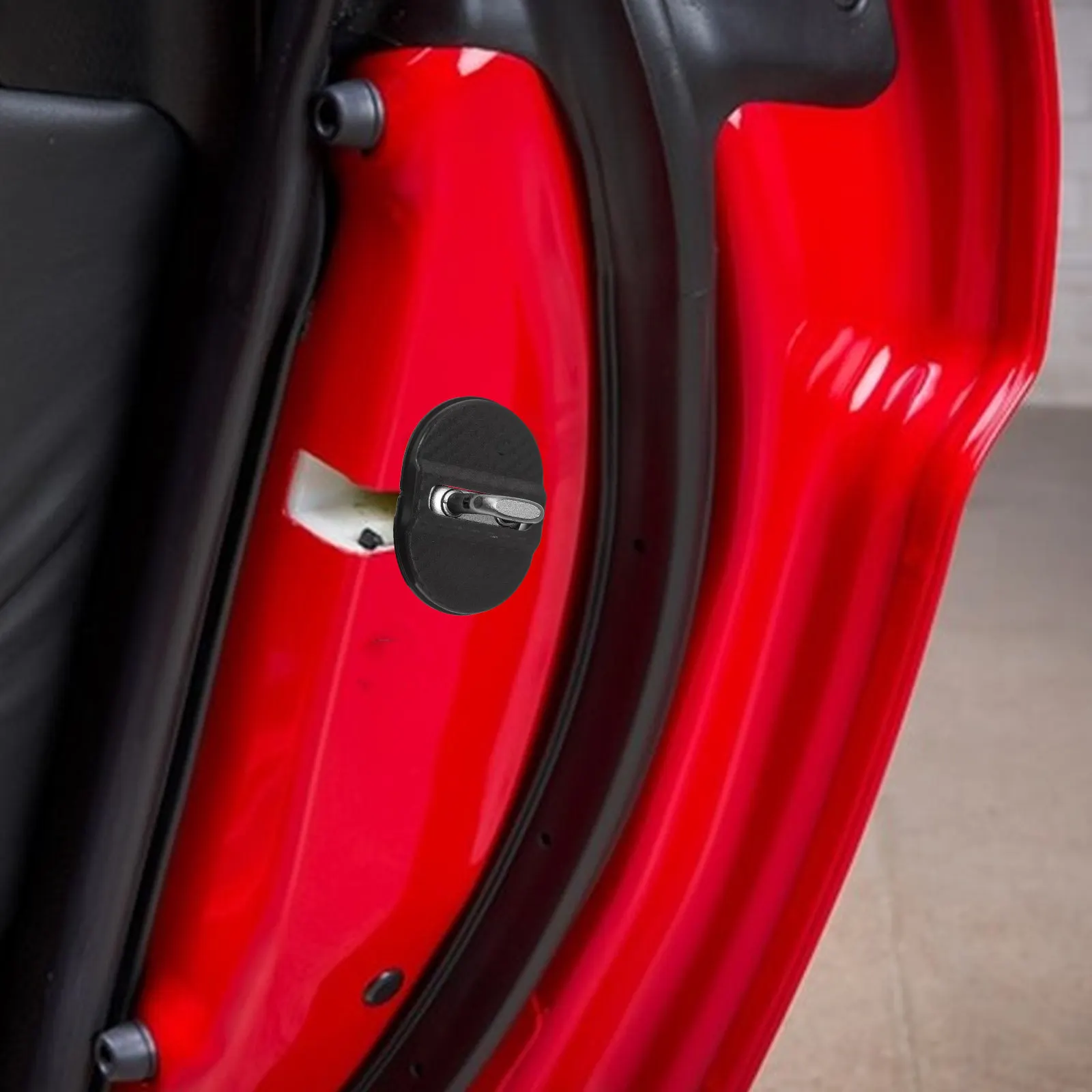 

4Pcs Universal Car Door Lock Cover Protector Plastic Rubber Sleeve Shock Absorber Guard for Car Door Lock Latch Protection Pad