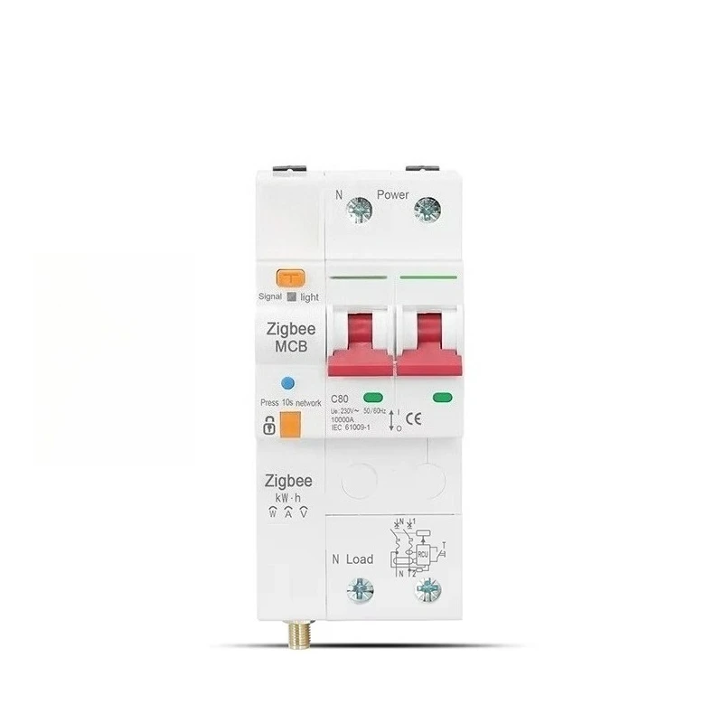 MCB ZigBee Smart Energy Meter 63A 80A Kwh Metering Monitoring Circuit Breaker with Leakage Protection and Timer Relay