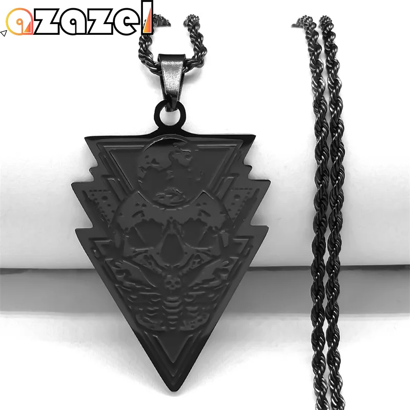 Gotik Ölüm Kafatası Güve Ay erkek Kolye Paslanmaz Çelik Siyah Renk Vintage Grunge Kolye Estetik Goth Takı N8242S08