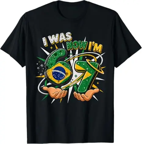Y2k-T-Shirt mit Länderflaggen, bedruckt mit der Aufschrift „I Was 6 Now Im 7“, lustiges Six Seven Shirt, 7. Geburtstag für Jungen, modische Kleidung – Detail 9