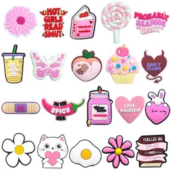 1Pcs Pink Series PVC Shoe Charms Kids Accessories Fit Cartoon Cute Shoe Decorations Buckle Gifts