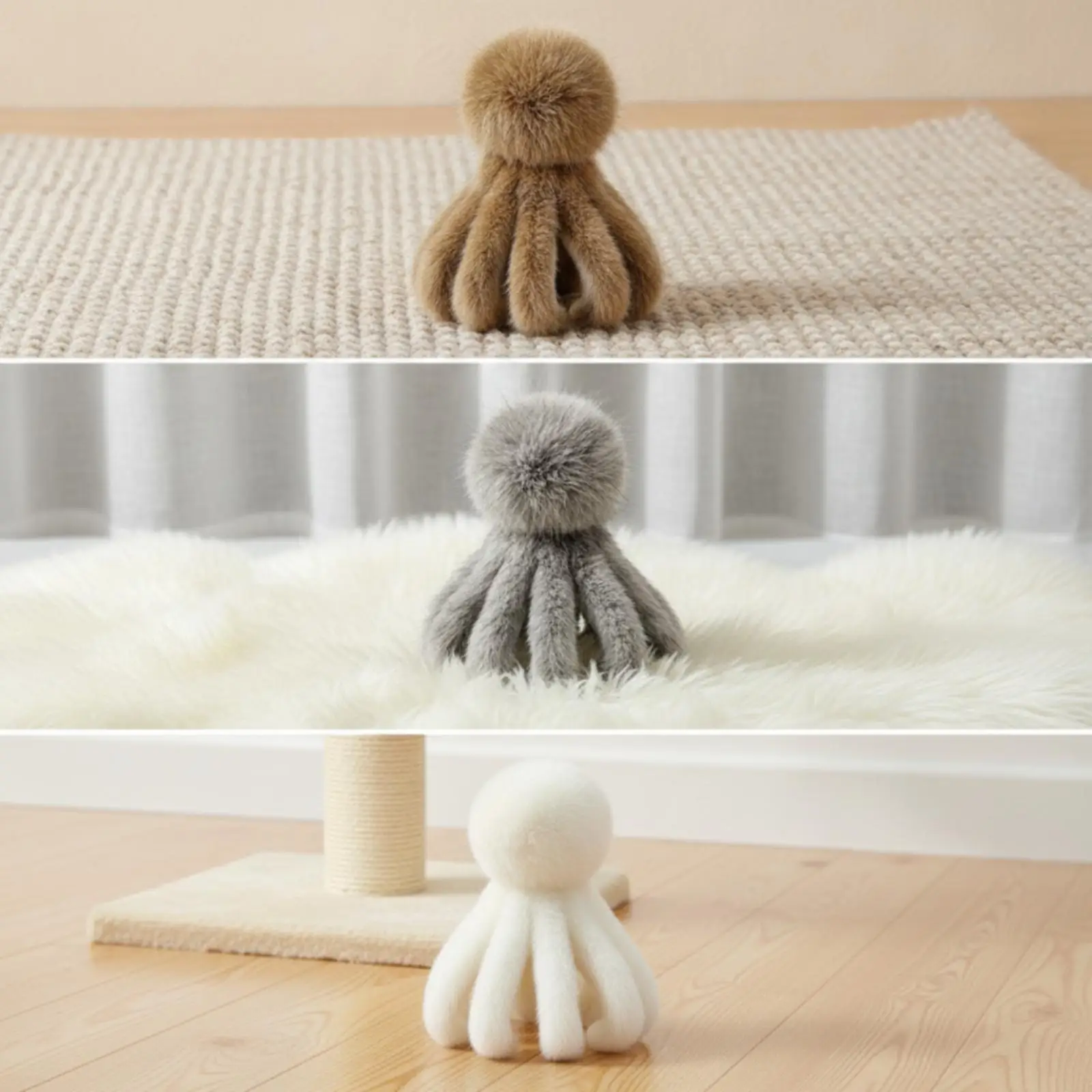 Tentacled Creature Cat Toy Interactive Teaser Wand Replacement Head Cat Toy with Hanging Cord Replaceable Easy to Install