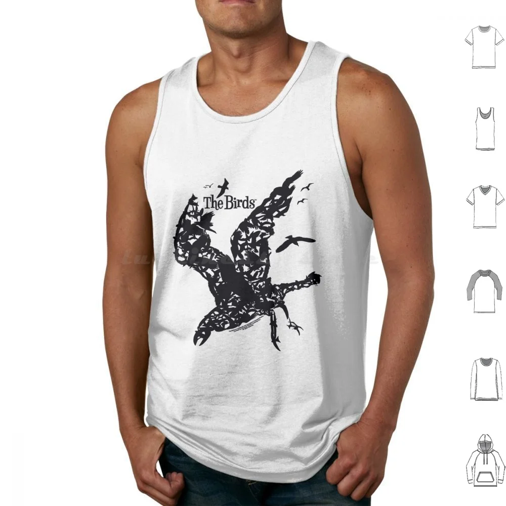 Black Horror Birds Tank Tops Print Cotton Horror Vintage Retro 80s Halloween Scary Bird Forest Red Landscape Love Hiking