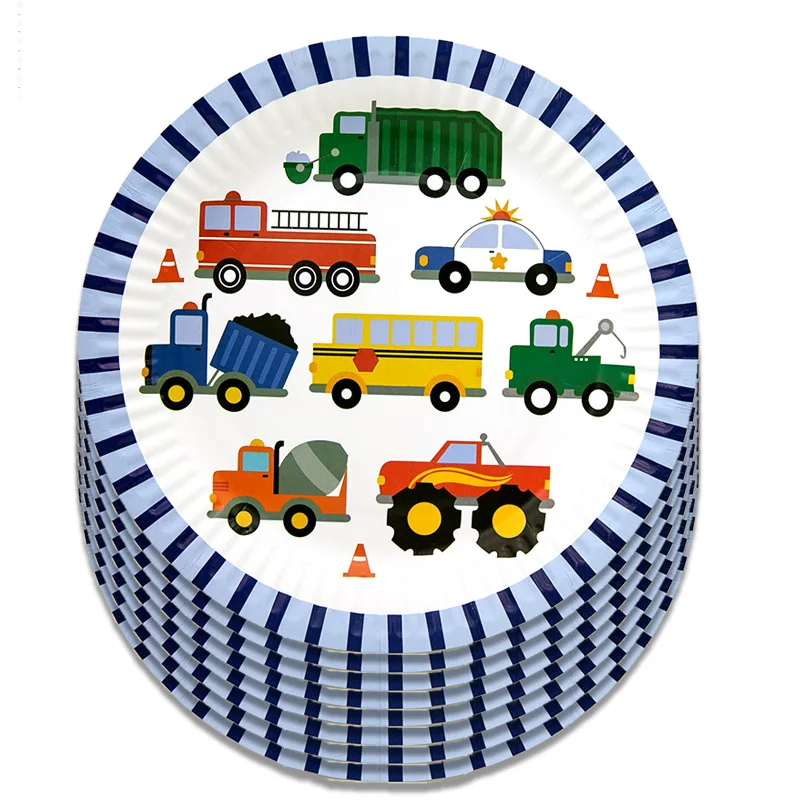 Disney Construction Truck Construction Truck Excavator Banner Cake Decoration Party Decoration Disposable Tableware Set