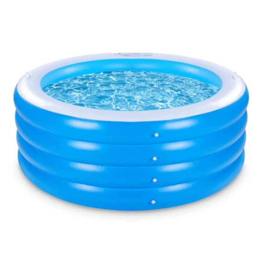 

Inflatable Swimming Pool for Outdoor Garden Backyard Summer Water Party PVC Blue 70x30 Large Deep Round Family Pool with Handle