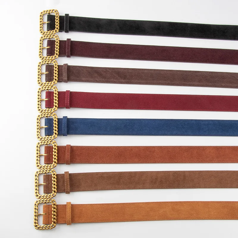 Korean Version of The Simple Suede Cowhide Belt Ladies Decorative Suit Coat Jeans Belt Versatile Leather Belt Female