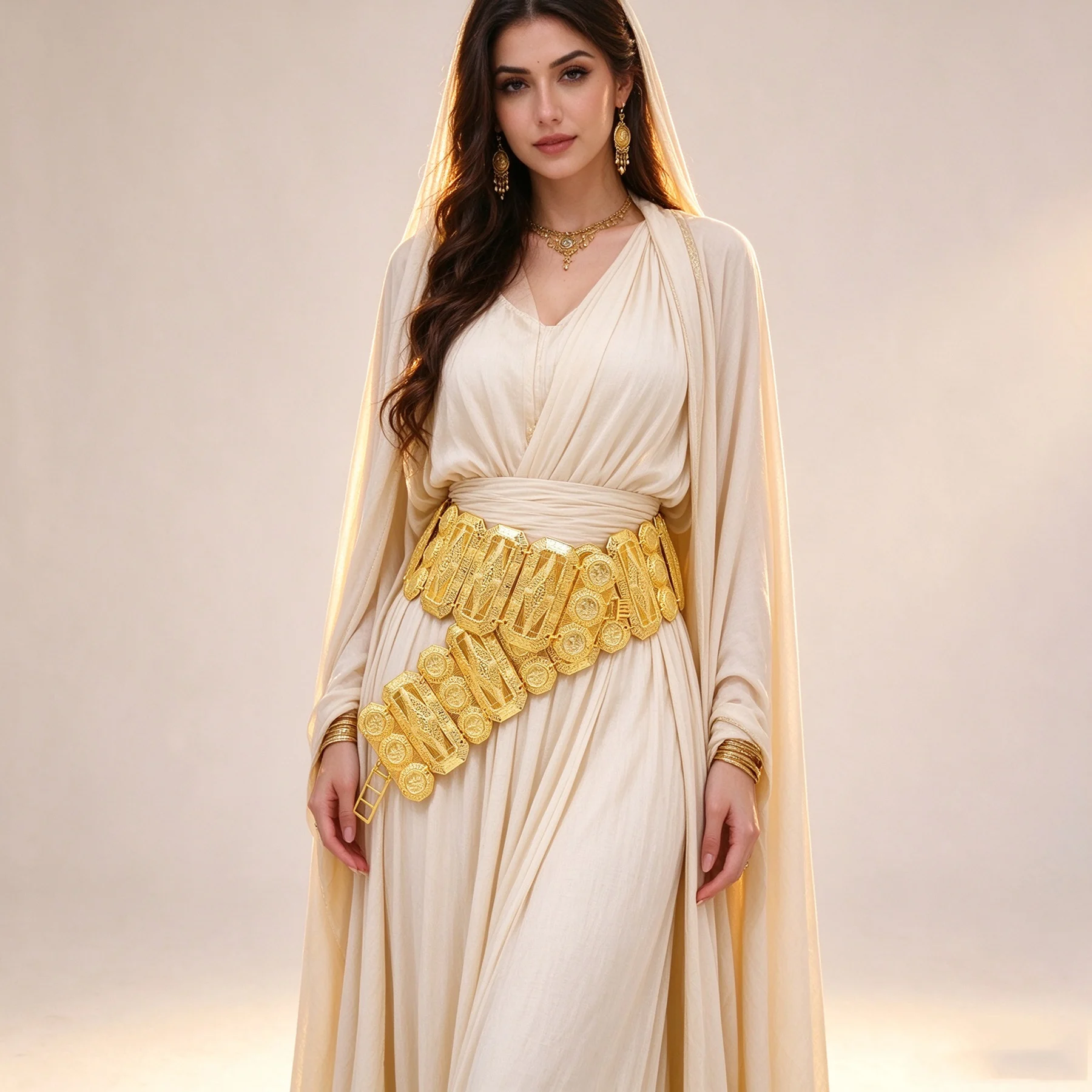 New Golden Coin Wide Waist Belt for Women Luxury Hollow Metal Waist Chain Ethnic Belly Dance Wedding Party Costume Body Jewelry