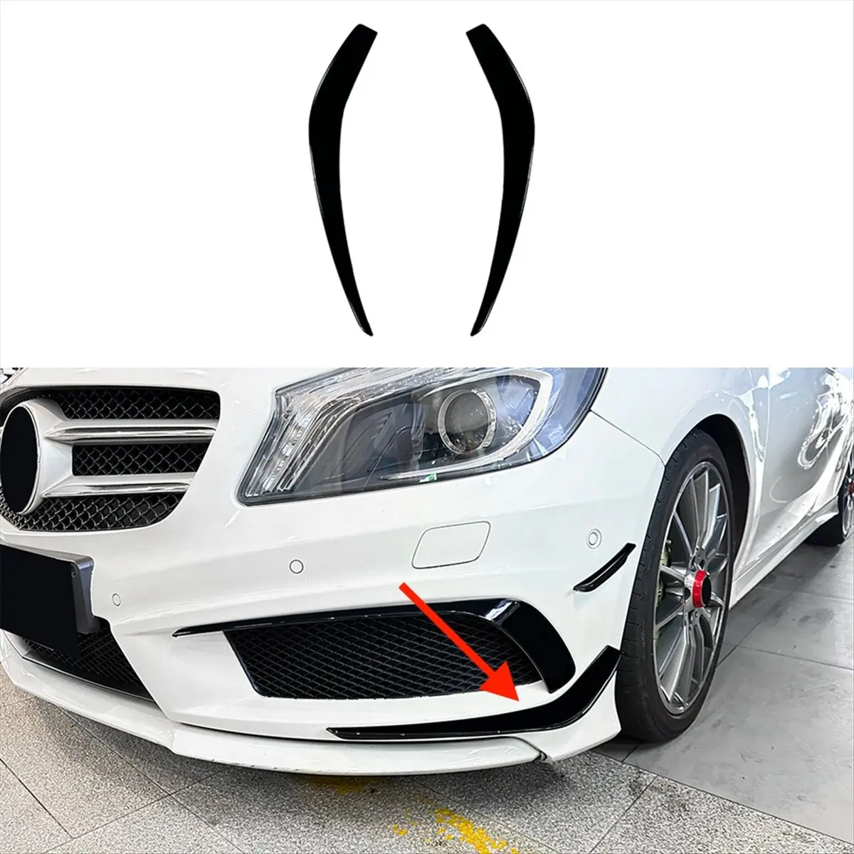Super Sale Front Bumper Lip Splitter Spoiler Fog Lamp Side Spoiler Cover Trim for Mercedes-Benz A Class W176 AMG 2013-2015 B