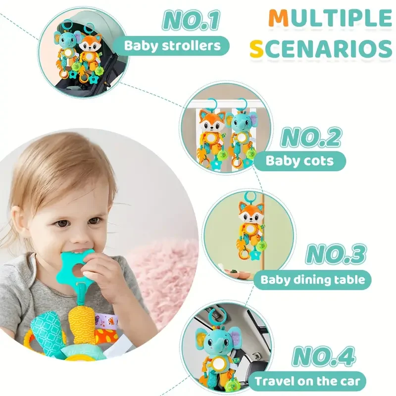 Krippe Hängen Rasseln Spielzeug Baby Spielzeug Cartoon Tier Spirale Hängen Spielzeug mit Klingeln Glocke Kinderwagen Auto Spielzeug für Kleinkinder Neugeborene