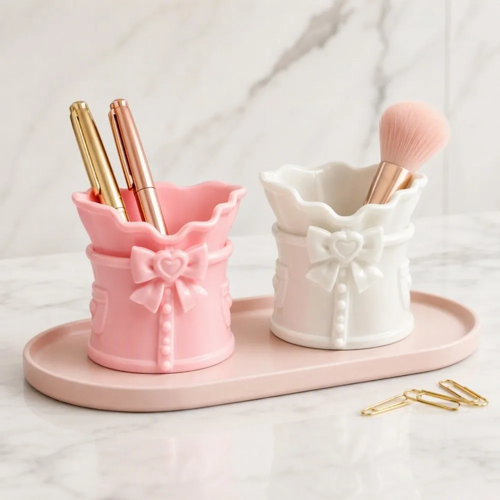 Ornament Bowknot Pen Holder Simulation Bow Dress Model PLA Plastic 3D Printed Pen Stand Stable Funny Pencil Rack Student