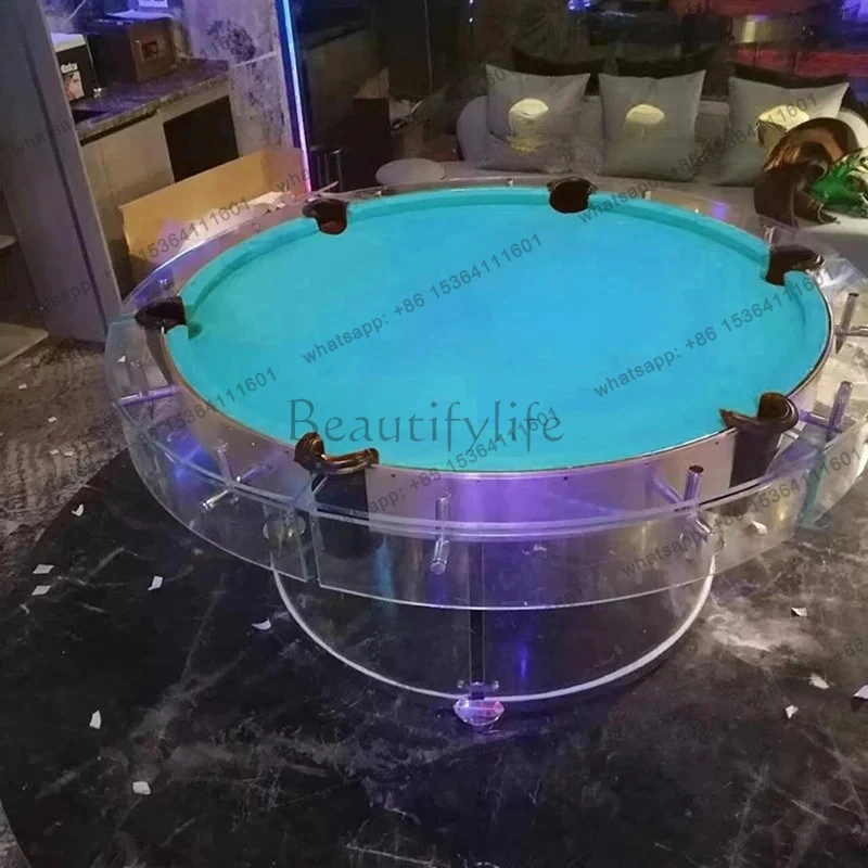 Italian light luxury crystal tempered glass entertainment pool table high-end club standard round commercial pool table