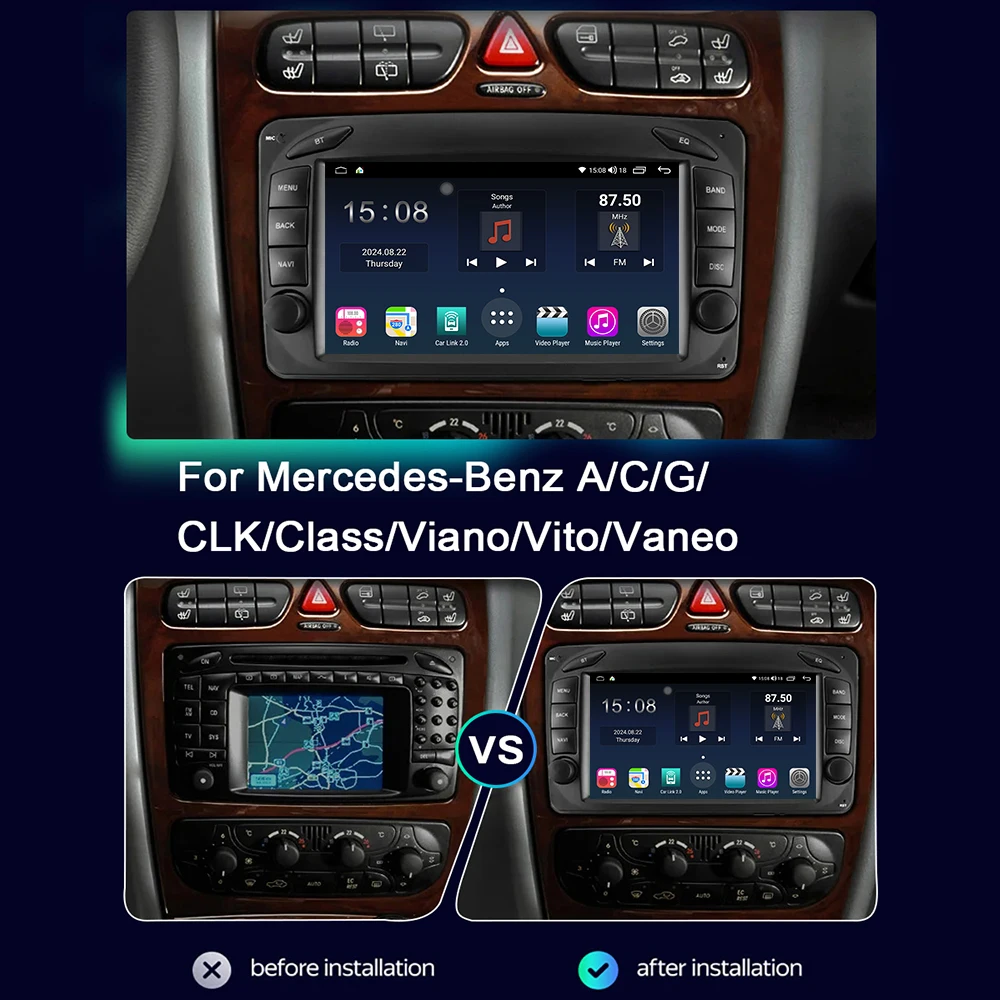 7Inch Android For Mercedes-Benz A/C/G/CLK Class Viano Vito Vaneo Multimedia Player GPS Navigation Android Car Radio Carplay