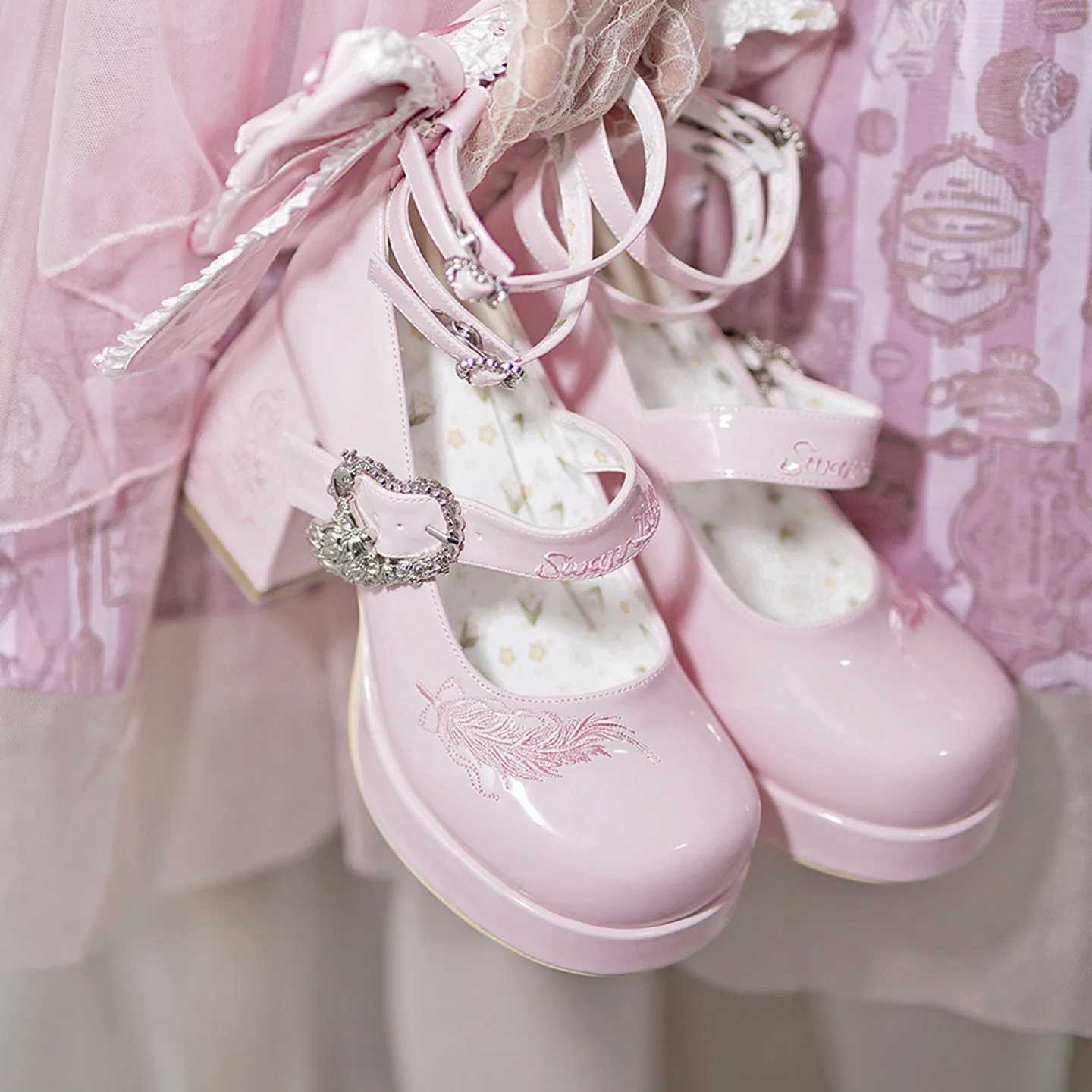 Japanese Original Lo Shoes Waterproof Table High Heels Soft Girl Sweet Thick Heel Elegant Cute Lolita Bow Single Shoes for Women