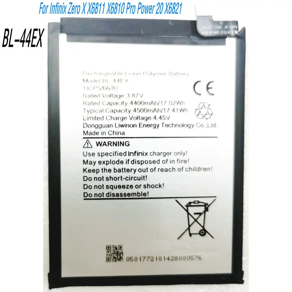 

3.87V 17.41Wh BL-44EX High Quality Battery For Infinix Zero X X6811 X6810 Pro Power 20 X6821 Mobile Phone