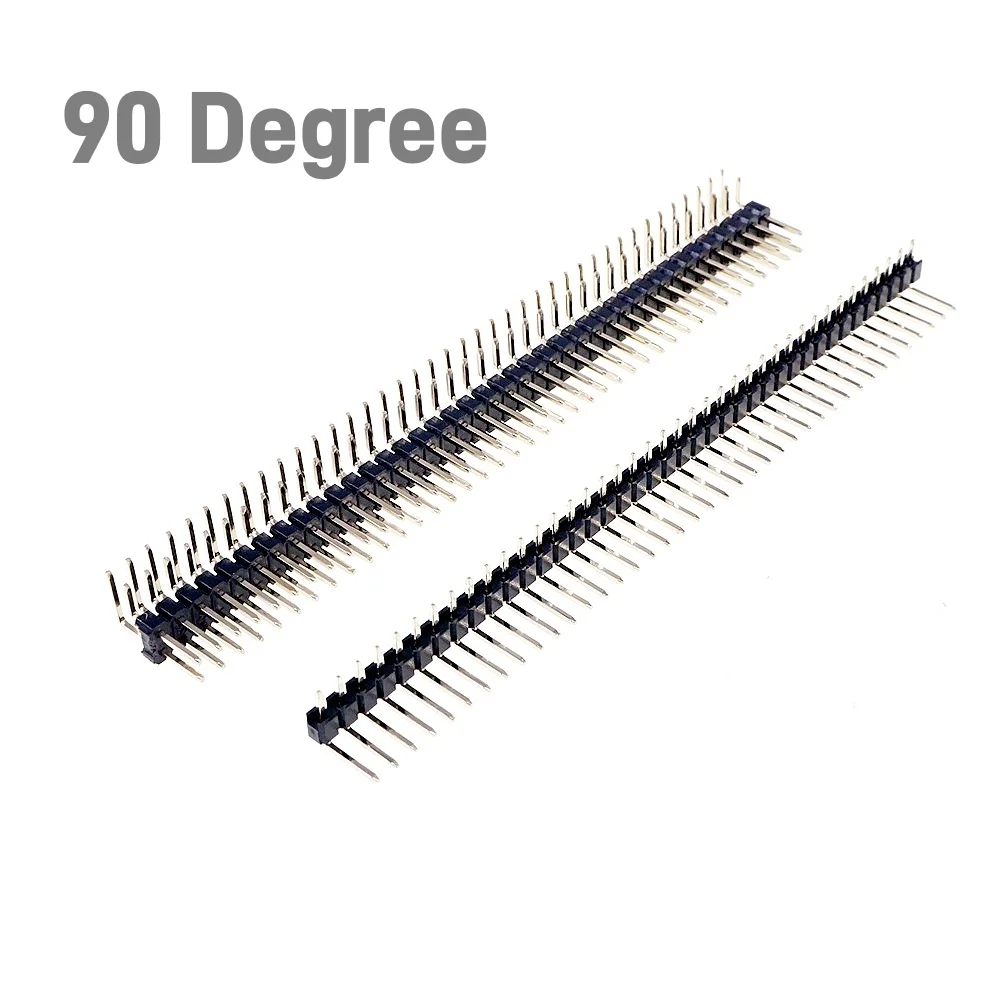 5 20 100 Pcs 2.54 MM Pitch Pin Header Male Dual Straight 90 180 Degree Single Row Right Angle SMD 1x40 Pin 2x40 Position