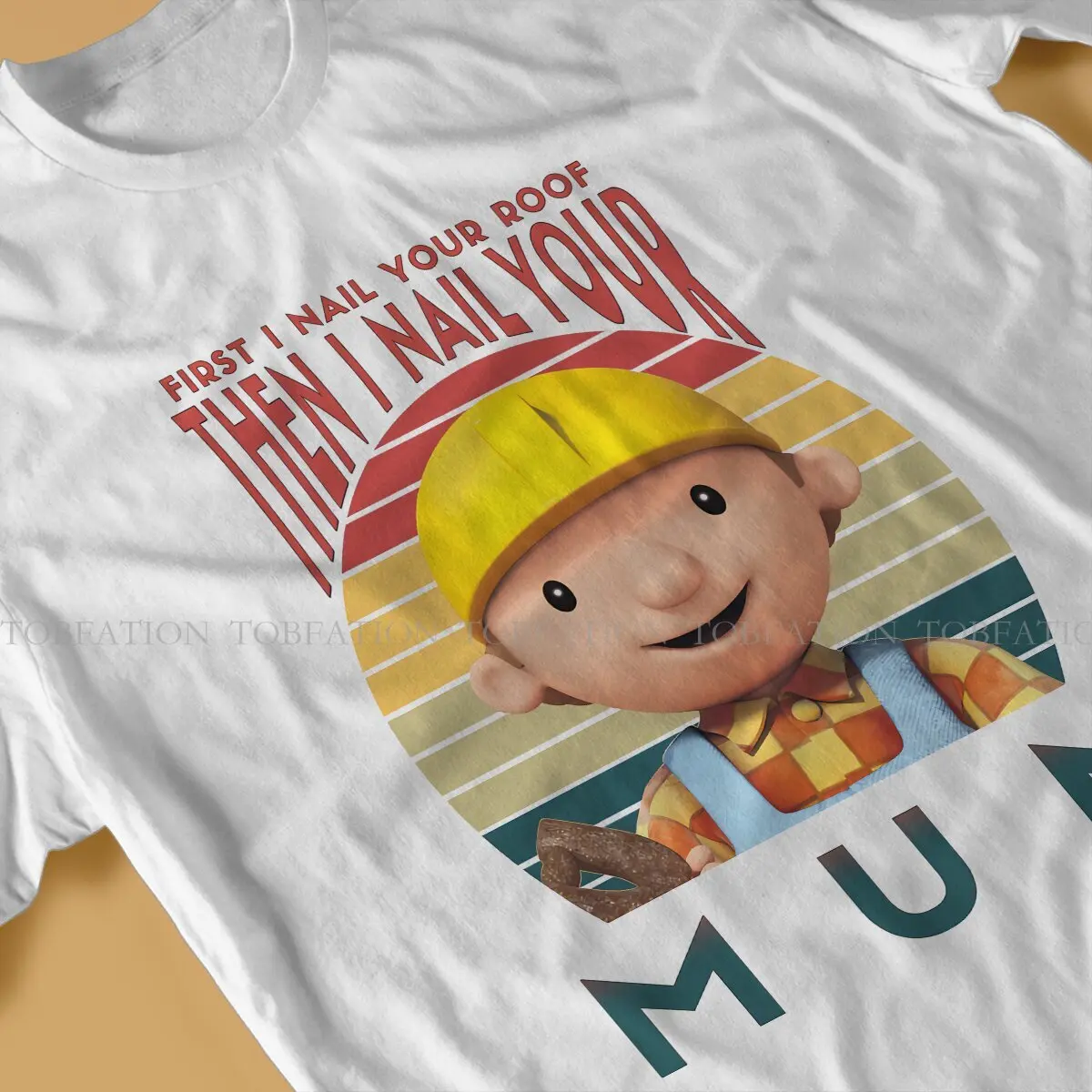 Meme TShirt dla mężczyzn Bob the Builder przybijam Twoją mamę klasyczną podstawową 100% rekreacyjną bawełnianą koszulkę wysokiej jakości nowy wzór