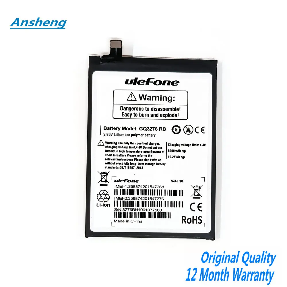 

Высокое качество 3,85 В 5000 мАч GQ3276 RB аккумулятор для мобильного телефона Ulefone note 10