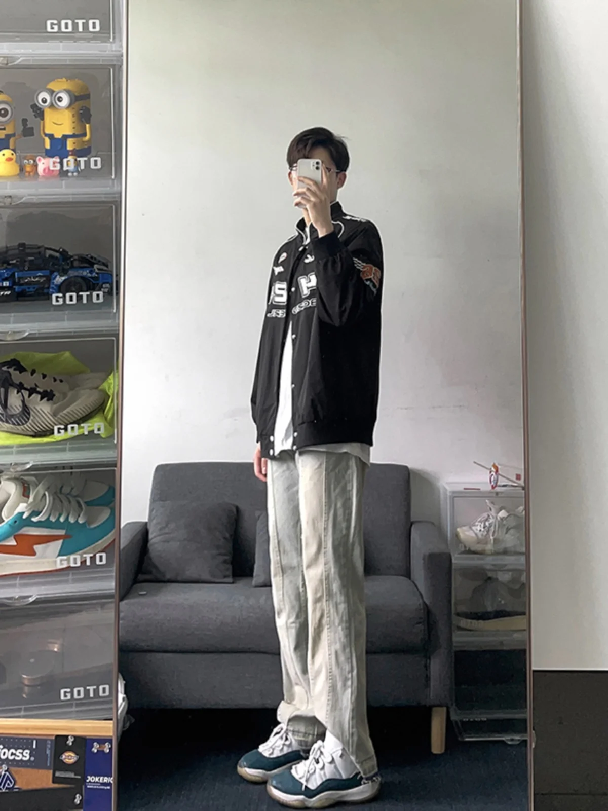 

American Sle Yellow Mud Frayed Jeans Men Summer Thin Straight Leg Slimming Micro Flared Pants Trendy Youth Cotton Blend