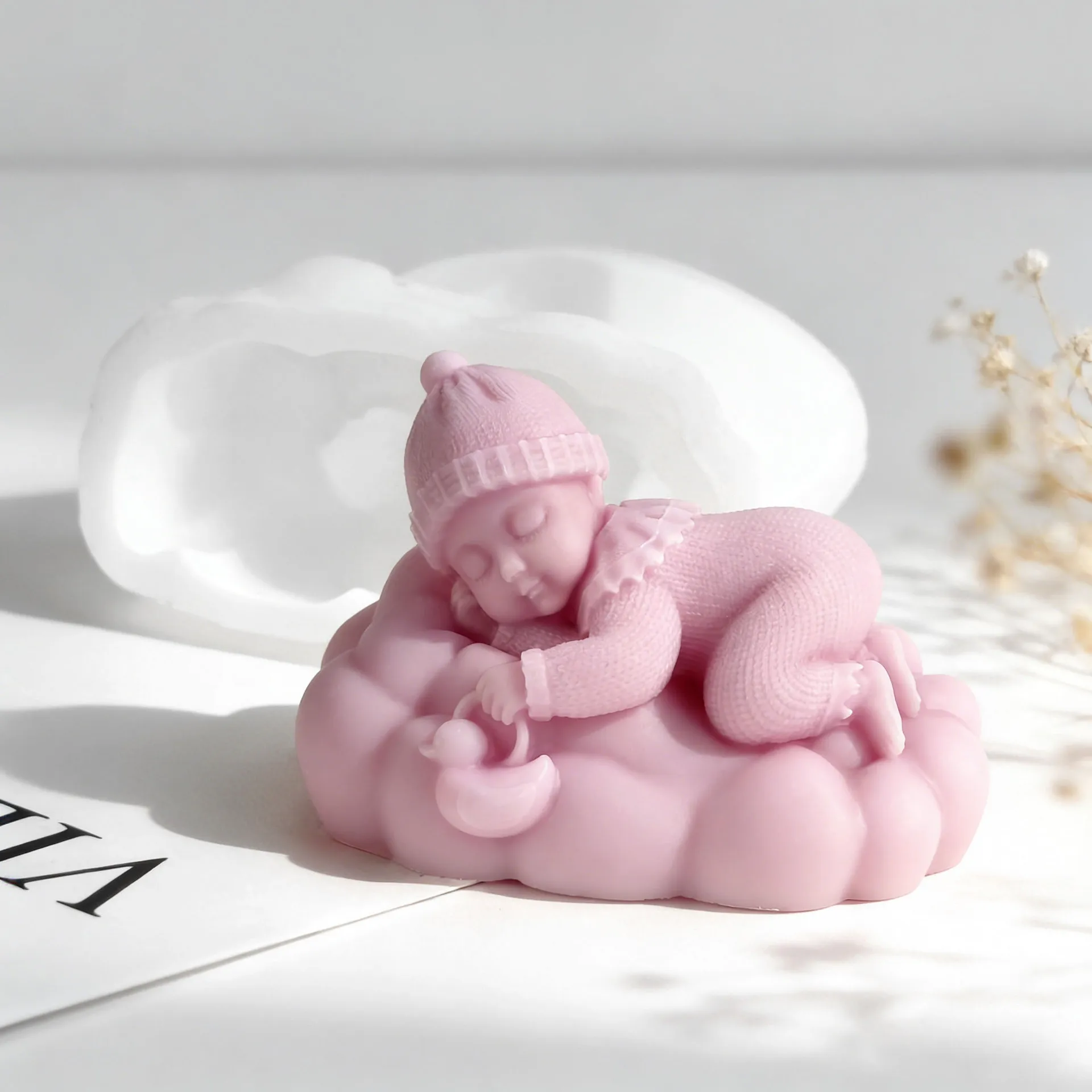 DIY Sleeping Baby Silicone Candle Mold Handmade Aroma Plaster Resin Ornament Pillow Baby Form Molds Soap Candle Making Supplies