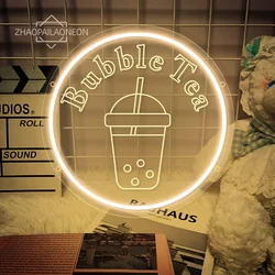 Bubble Tea Led Neon Sign Boba Tea Shop Decoration Room Cafe Restaurant Decor Neon Lights Wall Hanging Light Up Signs Welcome USB