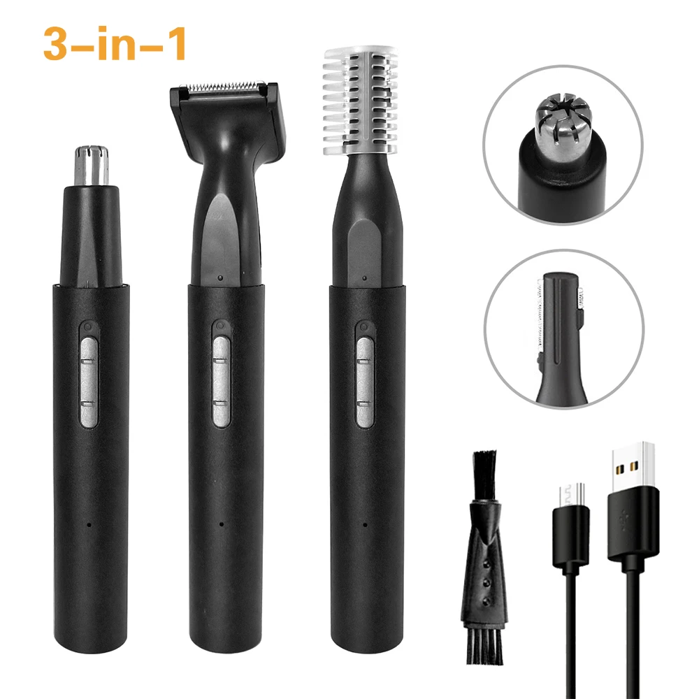 

Rechargeable Ear Beard Nose Hair Trimmer for Men 3 in 1 Painless Electric Facial Eyebrow Hair Trimmer