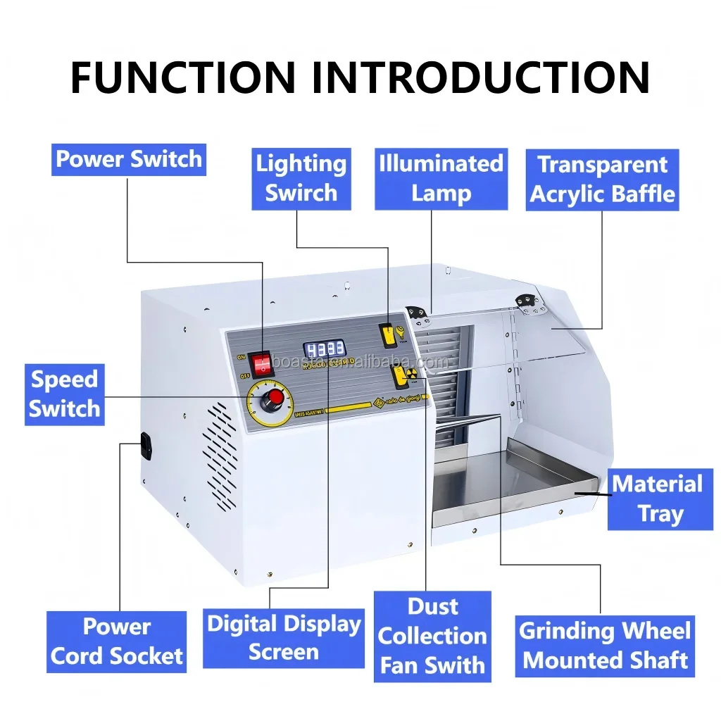 Boasta K3600 Inverter Dust Collecting Jewelry Polishing Machine Set with Polishing Tools Set 110V/220V 0-4300RPM 750W