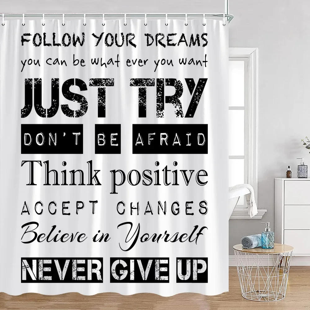 Motivational  Words Simple Art Shower Curtains Bathroom Rules Bath Curtain Trust Life Bathroom Curtain Hello Summer Bath Curtain
