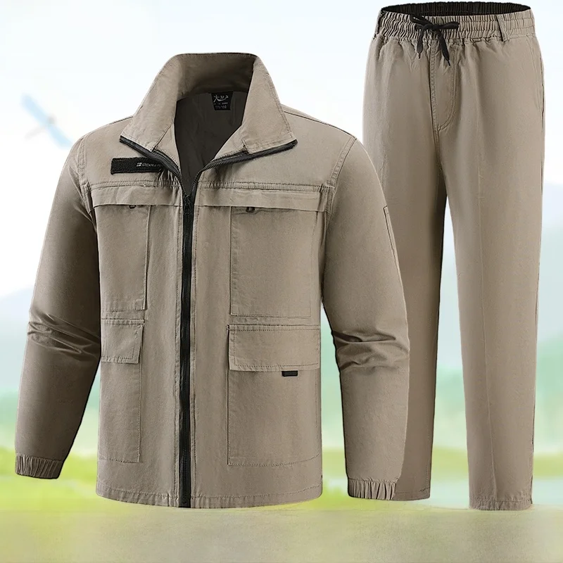 Set da Lavoro Estivo in Puro Cotone per Uomo, Sottile e Traspirante, Maniche Lunghe, Resistente alla Saldatura e Antipolvere, Abbigliamento Protettivo da Lavoro