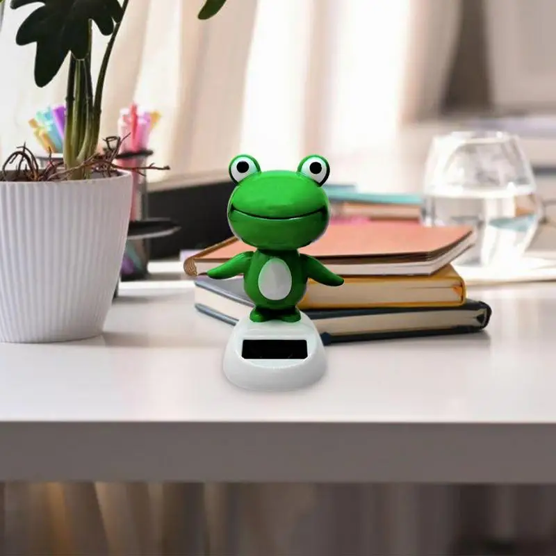 Animal Solar Bobbleheads Cute Frog Car Solar Decoration Frog Dashboard Decoration Toy Cute Animated Bobblehead Solar Dashboard