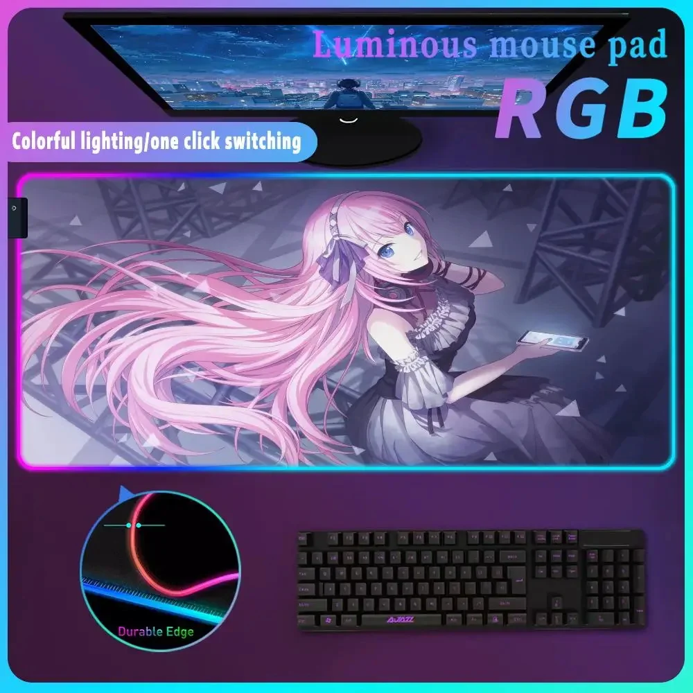 P_project S_sekai RGB Mouse Pad Game High Definition Printing Mousepad Luminous Desk Mat Backlit LED Game Extended Pad For Pc