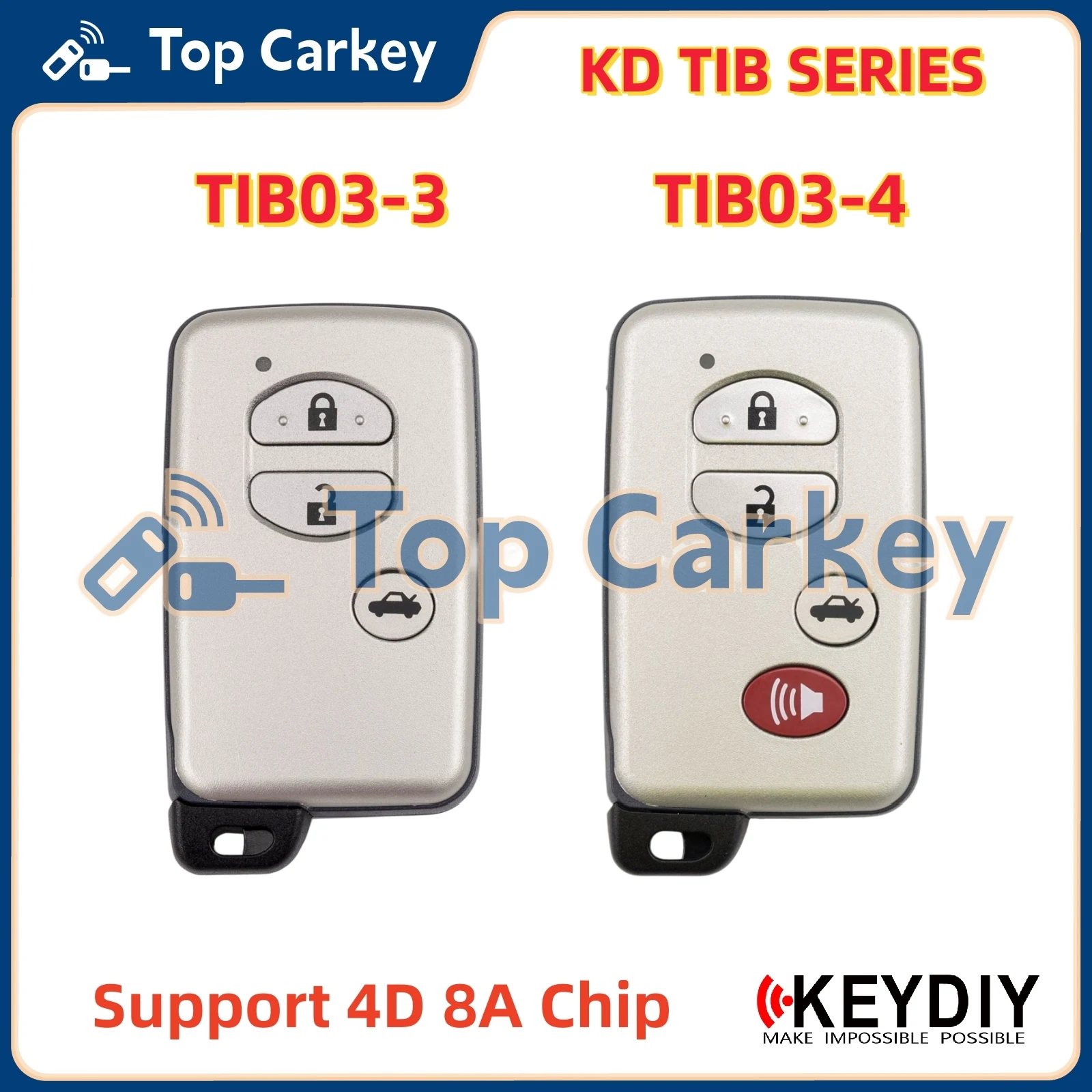 KEYDIY KD TIB03 TIB03-3 TIB03-4 Silver Gray 4D 8A Chip for TOY Camry Corolla Levin Avalon RAV4 Highlander