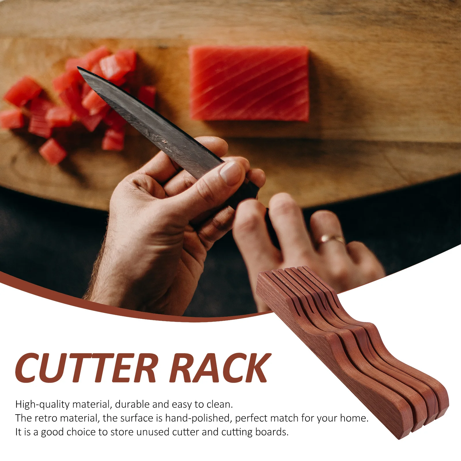 

1 шт., держатель для кухонного резака из палисандра с плоским дном, прочная стойка для хранения режущих инструментов для организации столешницы, рабочего стола