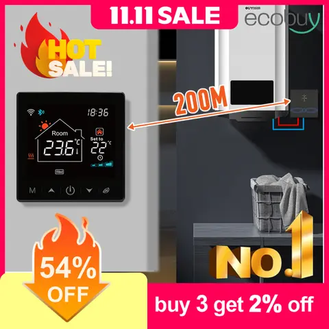 Tuya Smart Home Wifi Thermostat Wireless 433Mhz Gas Boiler Water Heating Temperature Controller Alexa Google Home Smart Life