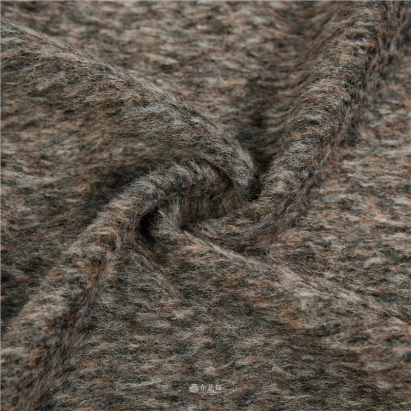 Soft real hair gray-brown mixed single-sided long fabric for outerwear and overcoats in winter