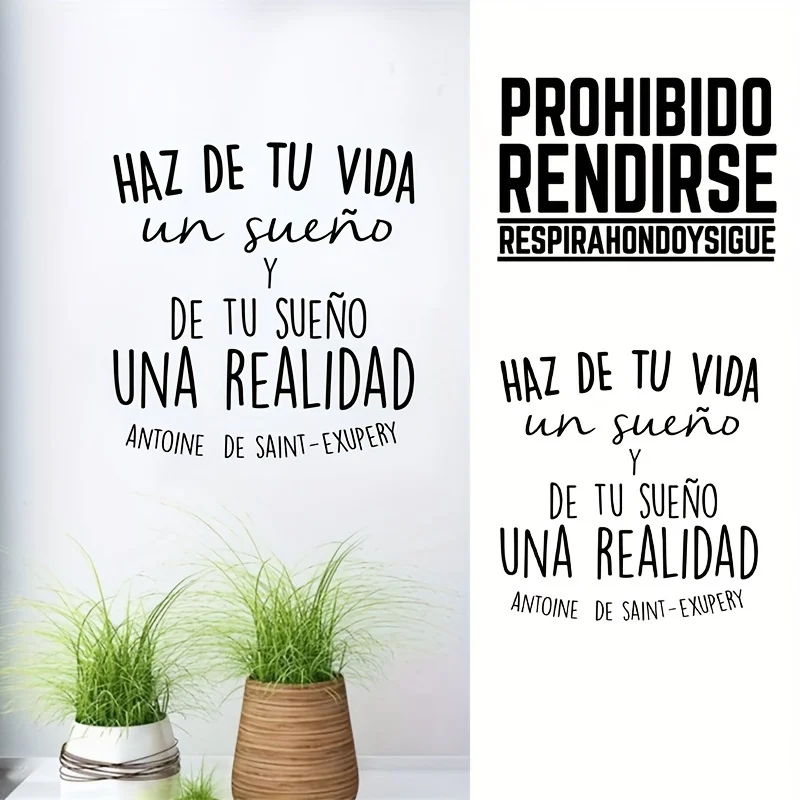 Spanish Inspirational positive Quotes Vinyl Wall Sticker Casa Sala de estudio oficina Pegatinas de pared de vinilo Spain Decor