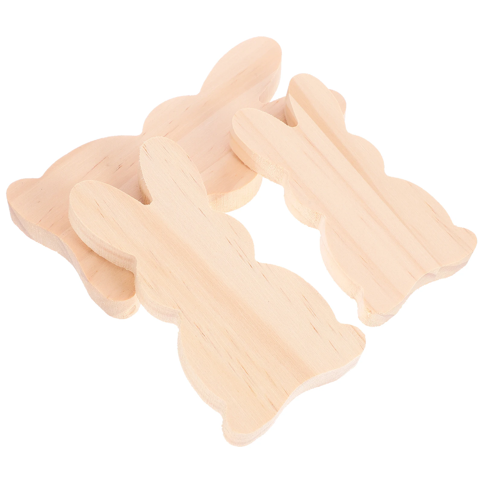 

3pcs Rabbit Figurines Wooden Easter Decor Desktop Ornament For Home Festival Scene Decoration Bunny Cutouts Craft Supply