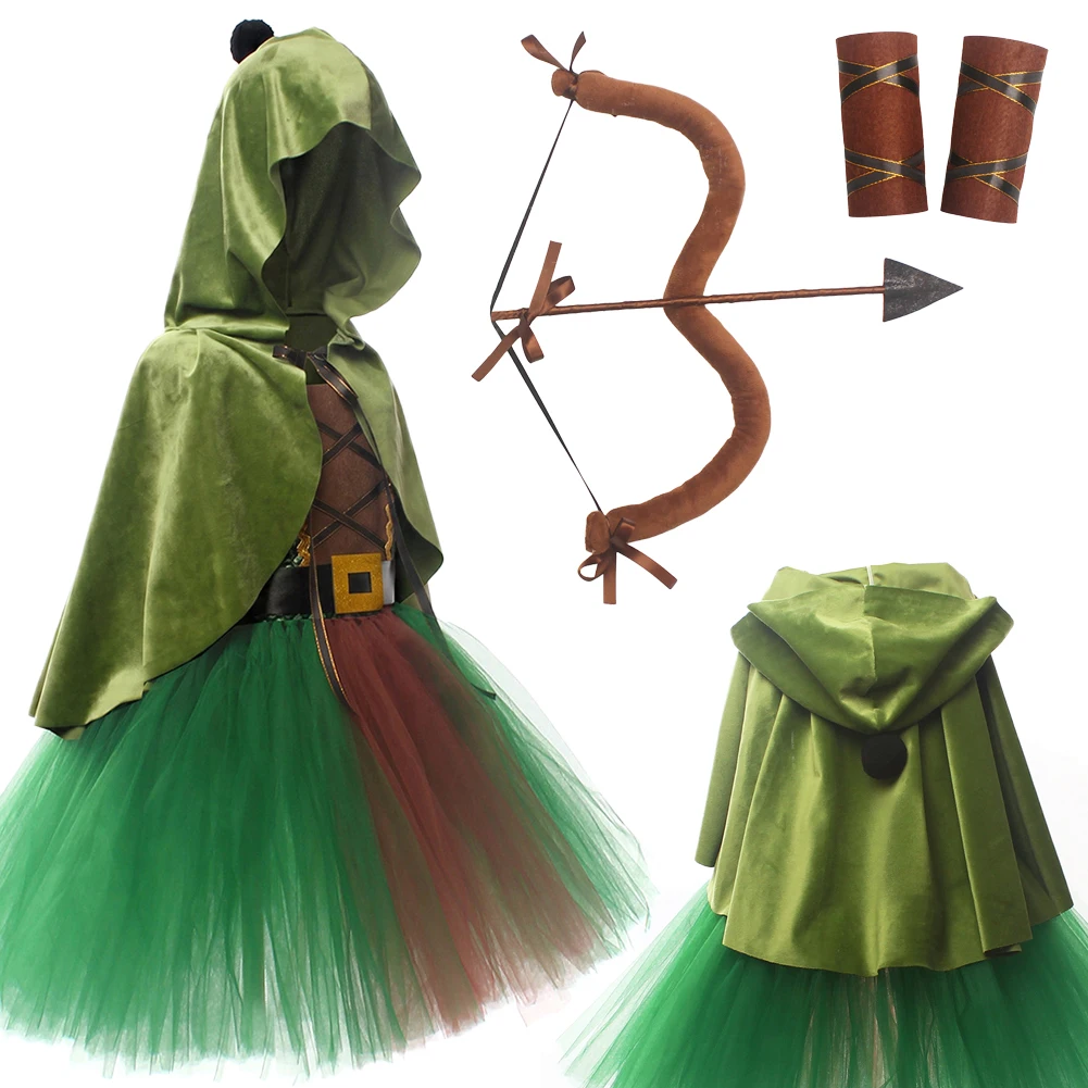 

Fantasia Cute Archer Cosplay Tutu Dress Cartoon Forest Hunter Stage Disfraz Costume Fantasy Halloween Carnival Party Clothes