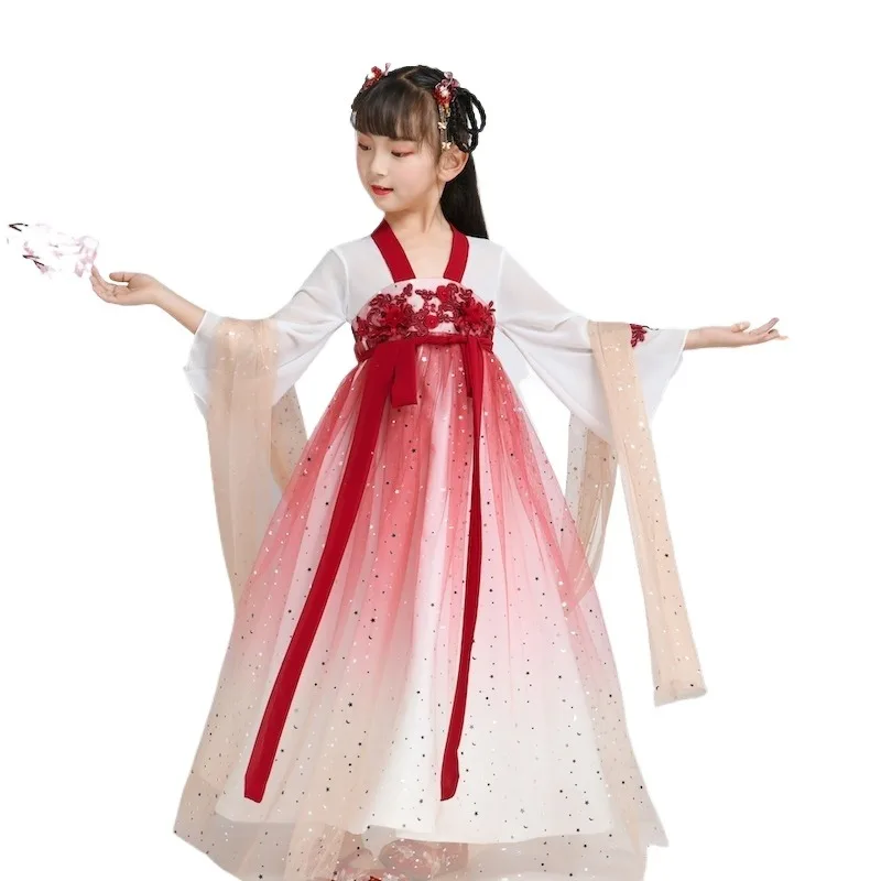 

Children's classical dance costumesChinese girl Hanfu performance attire elegant high-waisted ancient-style dance wear