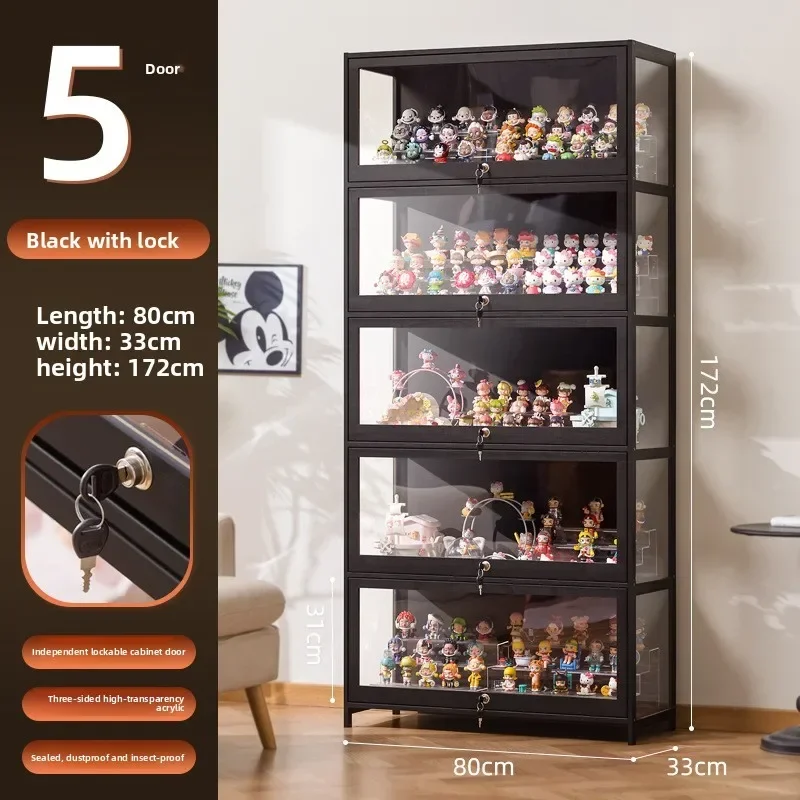 

Figure Display Cabinet With Lock Transparent Pain Cabinet Suitable For Lego Model Building Block Toy Storage Rack E-sports Room