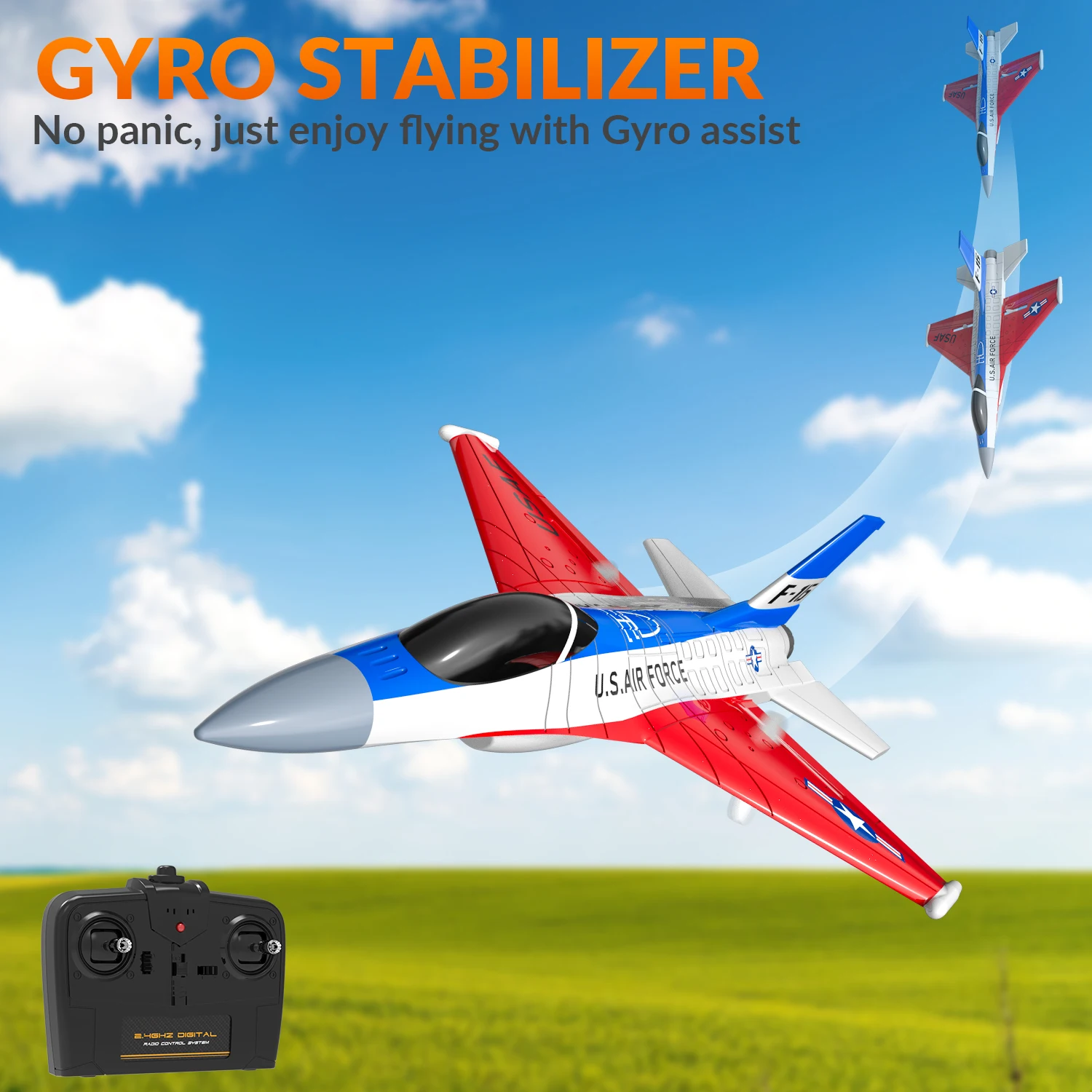 Avión Teledirigido 2.4 GHz Con Giroscopio, Luces LED Y Doble Batería – Ideal Para Principiantes Y Niños