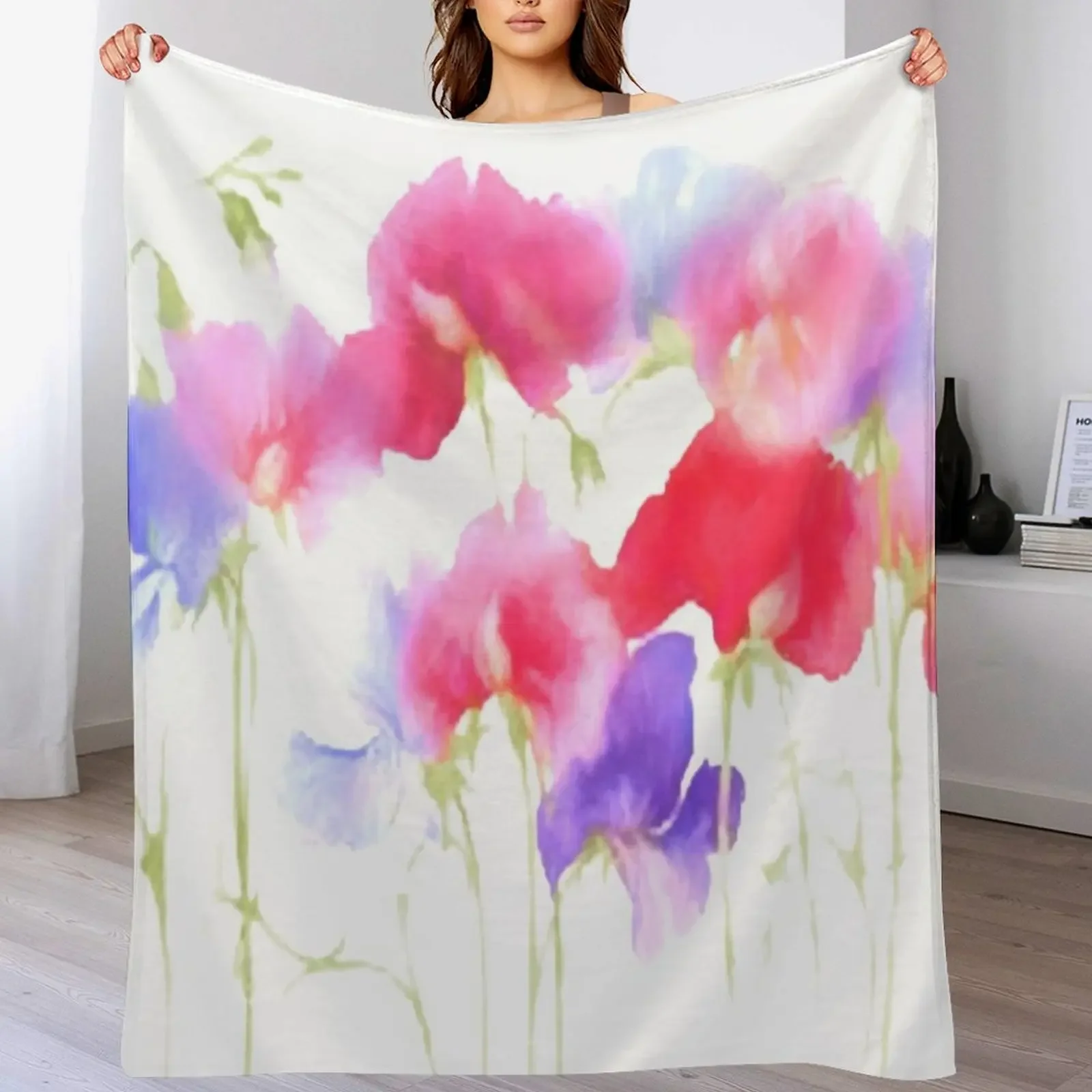 

Sweet peas Throw Blanket Hairy funny gift Loose For Sofa Thin Blankets