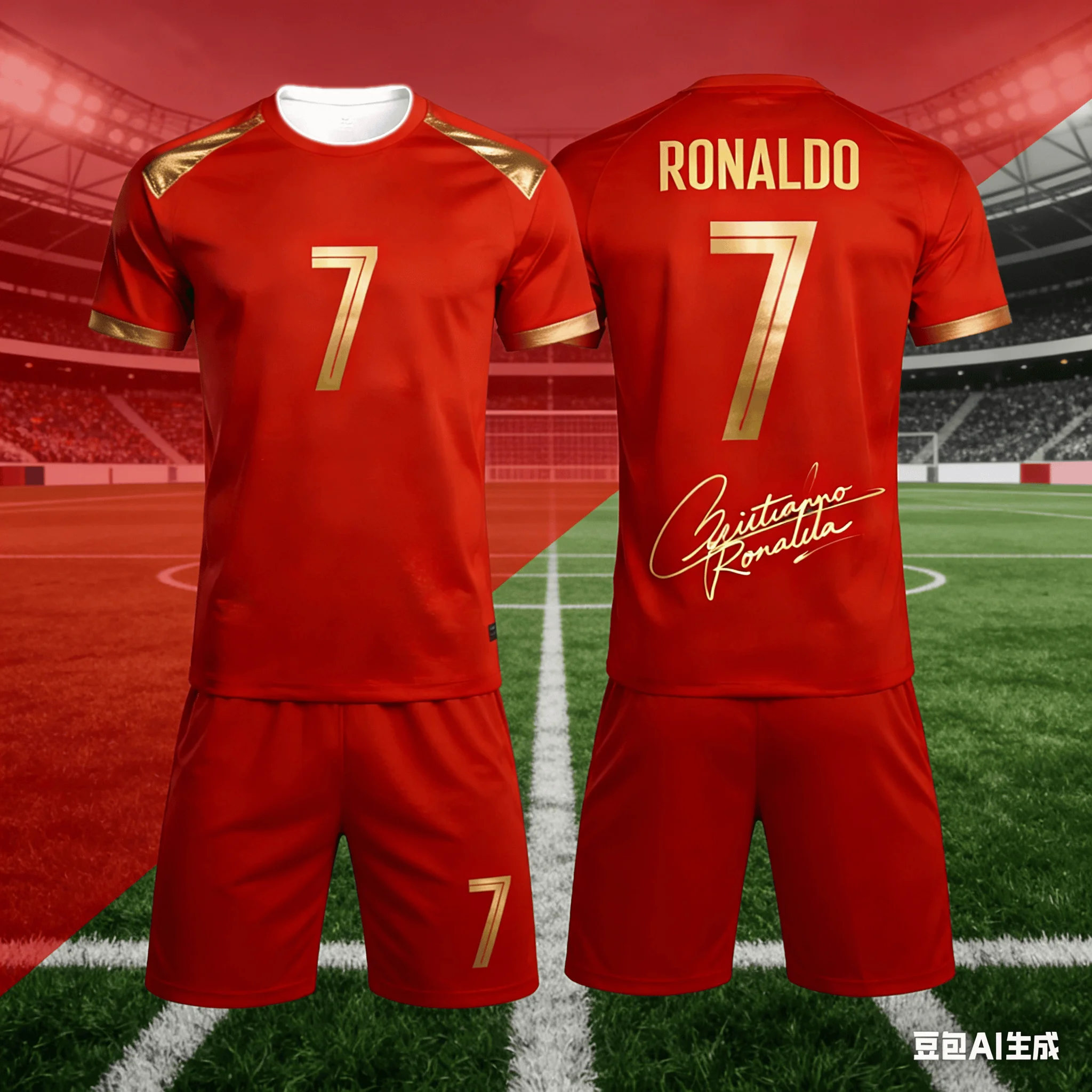 Ronaldo No.7 3D Jerseys for Men and Women Fan Commemorative Short Sleeved Shorts Summer Set Children's Birthday Gift Kids