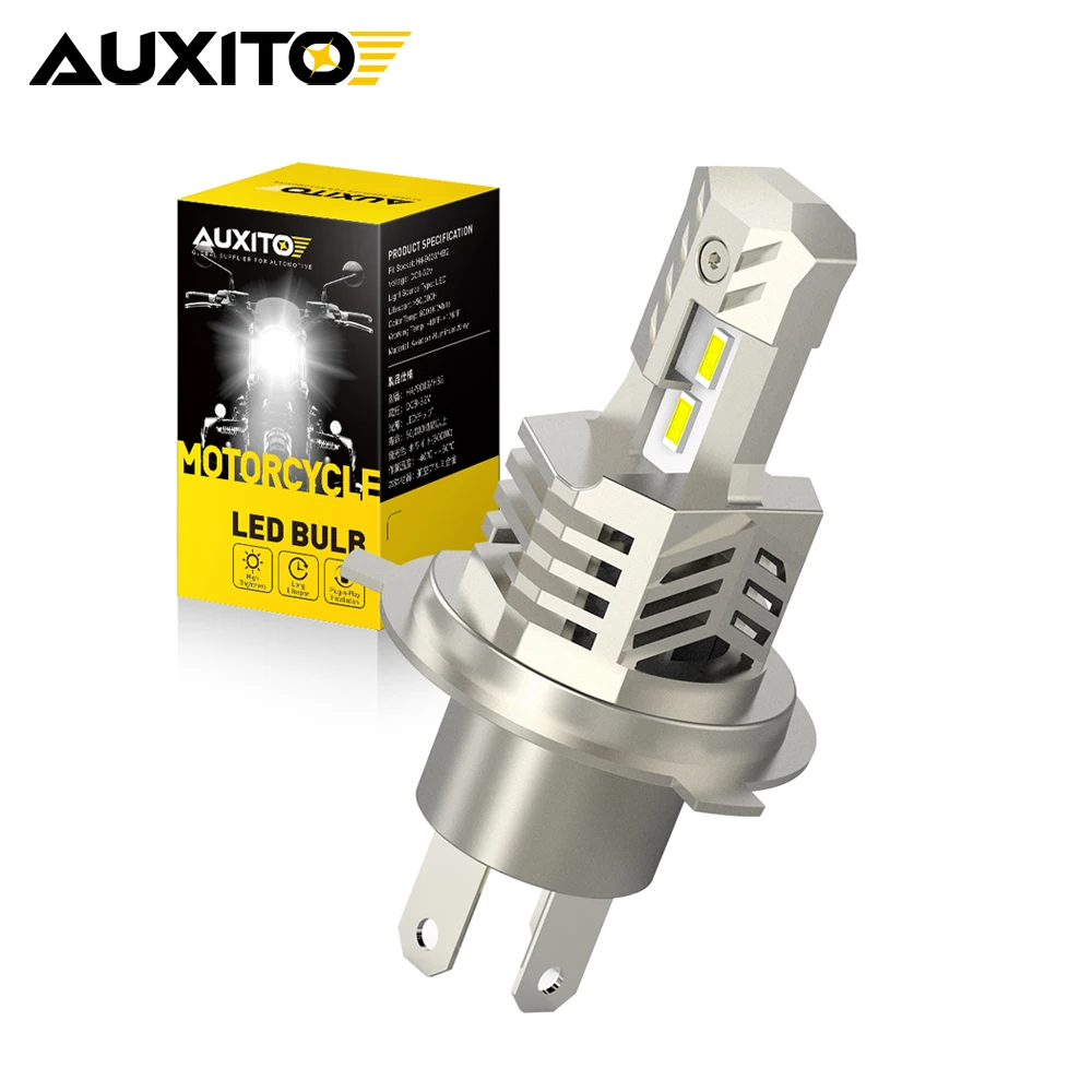 AUXITO 1Pcs H4 LED Headlight Bulb Canbus for Car Motorcycle H4 9003 HB2 LED Hi/Lo High and Low Beam Motorbike Headlamp White 12V