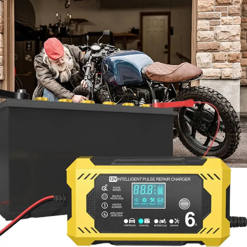 Smart Car Battery Maintainer 12V6A Powerful Feeder Battery Charger Adjustable Truck Battery Chargers Electric Car Battery