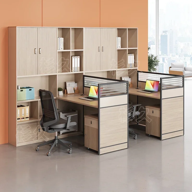 Financial office desk, chair, high cabinet, two-person combined desk, personnel screen, office card holder