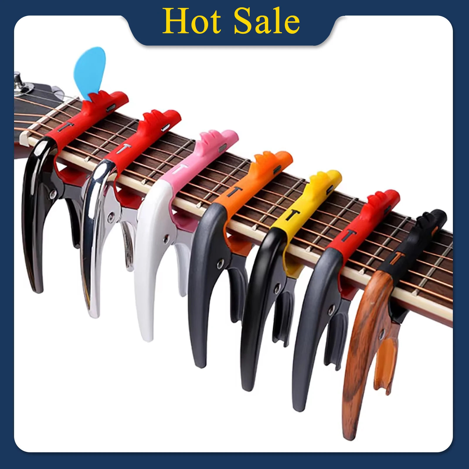 TC-05 Firebird Gitarren-Kapodaster aus Zinklegierung mit Plektrumhalter und Silikonschutz für Akustik-, Elektro- und Klassikgitarren
