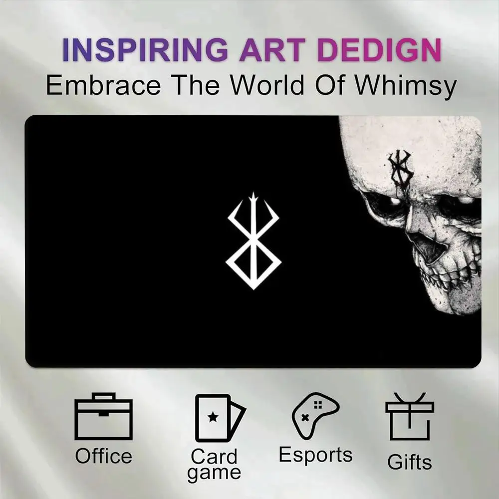 Large Edgy Minimalist Skull Desk Pad Heavy Duty Anti-Slip Mousepad Dark Gothic Black White Viking Rune Symbol desk accessories