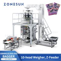 ZONESUN Granule Feeding Weighing Filling Bag Sealing Production Line Beans Nuts Seeds Metal Detector Food Packaging ZS-GW10