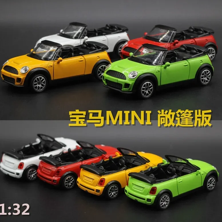 1: 32 MINI Convertible Sports Car Alloy Car Model Sound and Light Version Simulation Model Toy Children's Gift