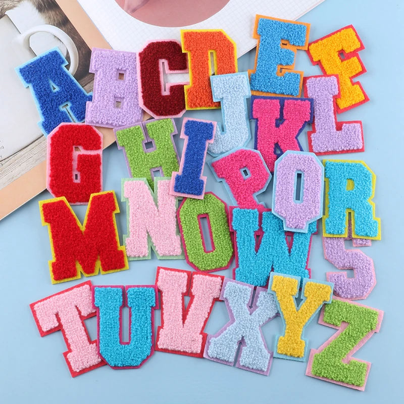 Alphabet Letters Patches Iron on For Clothing Felt Towel Embroideried Heat Adhesive Applique DIY Accessories on Bags Hats Jecket